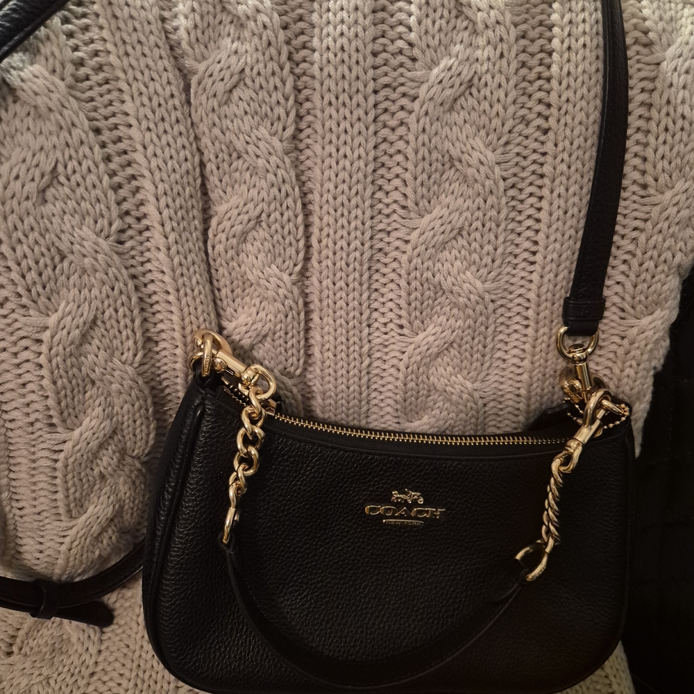Coach Black Crossbody Bag with Gold Accents- Authentic Teri Shoulder Bag